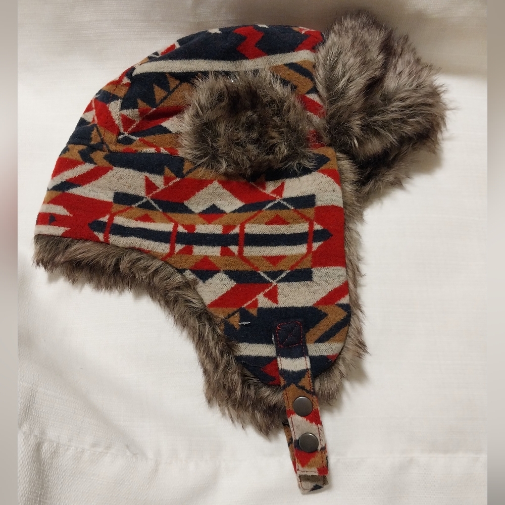 Swiss Tech Multicolor Southwest Design Wool Blend Trapper Hat